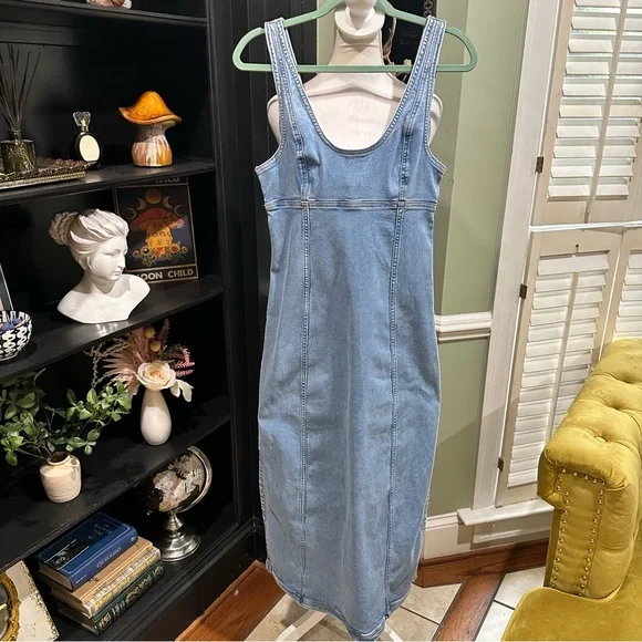 American Eagle Denim Button Front Midi Dress – Size 6 - Picture 2 of 11